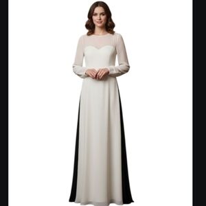 Lailan Sheer Sleeves White Long Dress 2